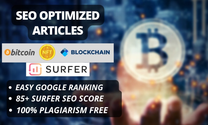 Gig Preview - Write surfer SEO optimized articles on nfts, crypto, blockchain, metaverse, defi