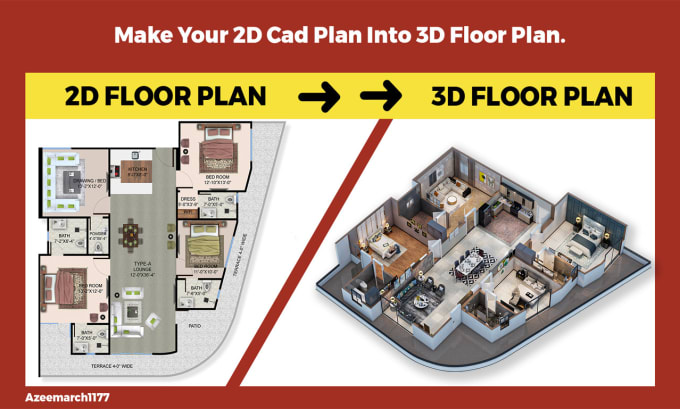 Gig Preview - Make 3d floor plan for your apartments and other spaces