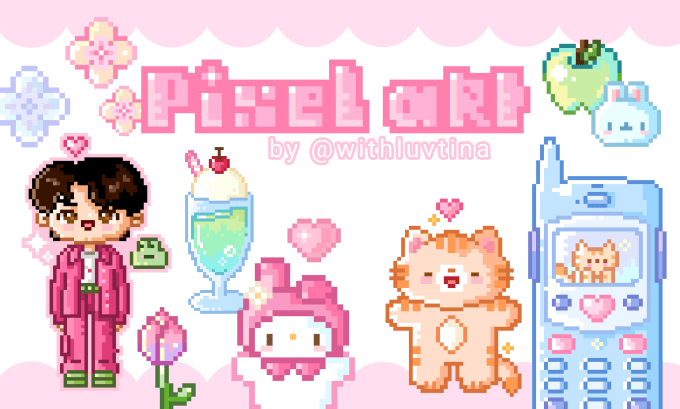 Gig Preview - Draw cute pixel art stickers, characters, objects for you