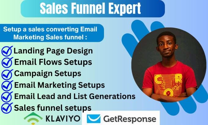 Gig Preview - Build a sales funnel, landing pages using clickfunnels, getresponse, gohighlevel