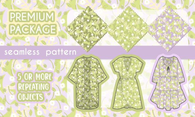 Gig Preview - Design seamless patterns for custom textile prints within 6 hours