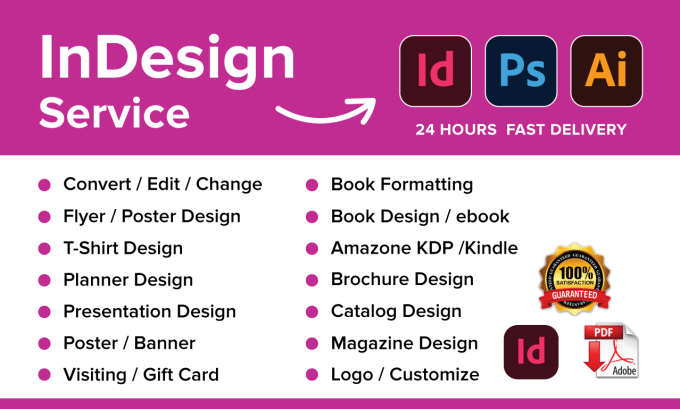 Gig Preview - Do any adobe indesign and illustrator project within 24 hours