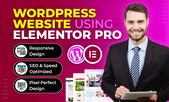 Gig Preview - Create a responsive wordpress website with elementor pro