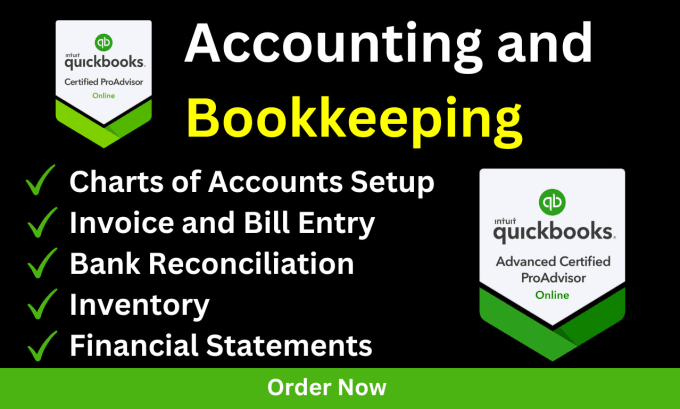 Gig Preview - Do accounting and bookkeeping using quickbooks online as proadvisor