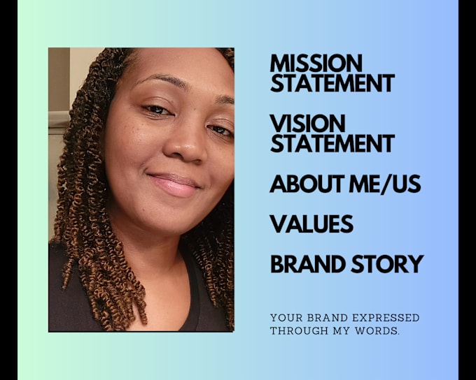 Gig Preview - Write a brand story, mission, vision, about me page