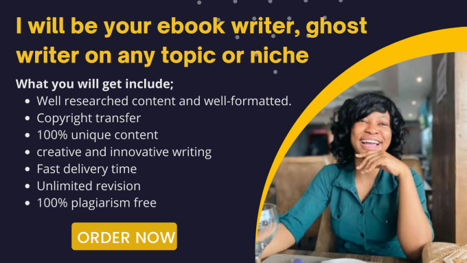 Gig Preview - Be your ebook writer, ghost writer on any topic or niche