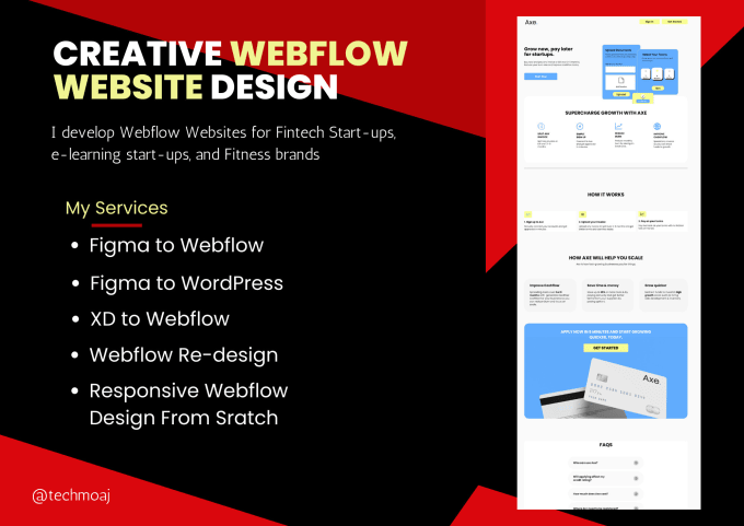 Gig Preview - Design, develop webflow website, figma and xd to webflow