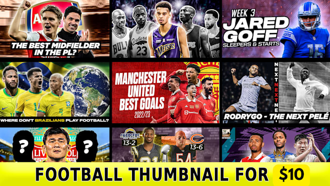 Gig Preview - Design eye catchy football or soccer thumbnails for youtube