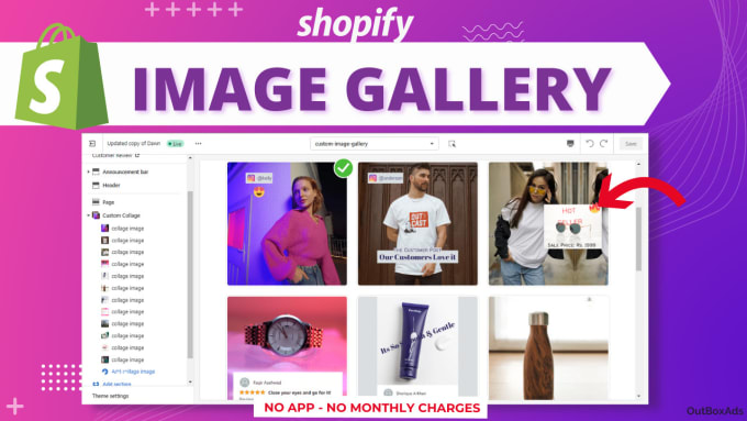 Gig Preview - Install a custom image gallery section on shopify store