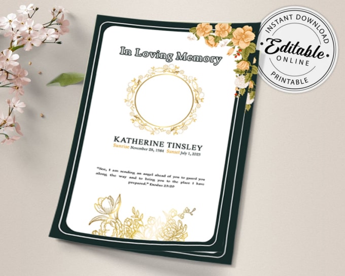 Gig Preview - Design a beautiful funeral invitation card obituary card