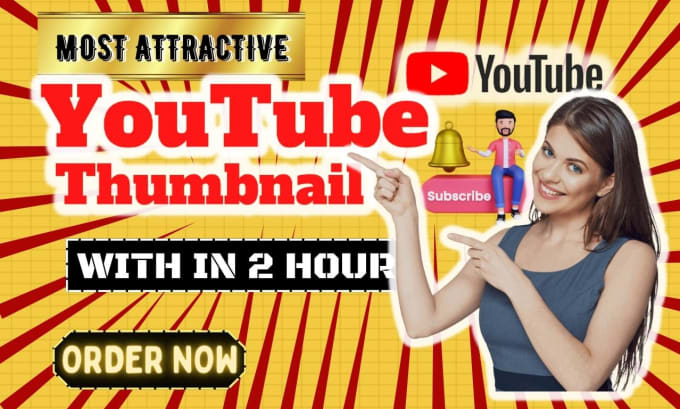 Gig Preview - Design amazing and most attractive youtube thumbnail within 2 hour