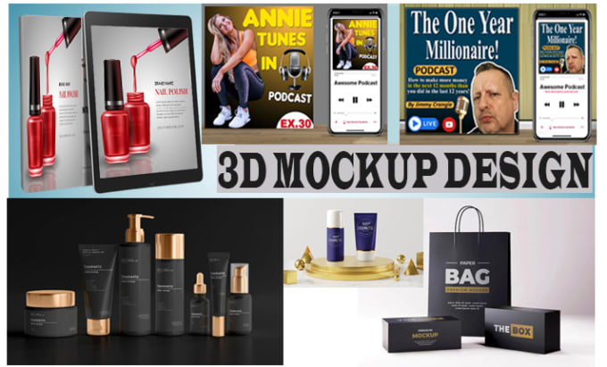 Gig Preview - Design 3d podcast cover art and 3d product mockup design for your business