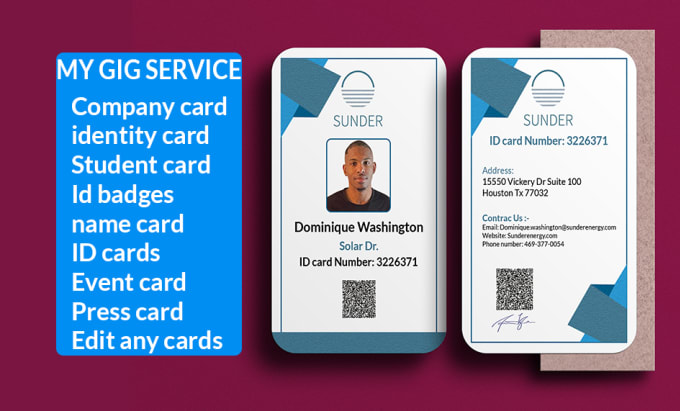 Gig Preview - Design unique id cards, name cards, id badges, and company identity