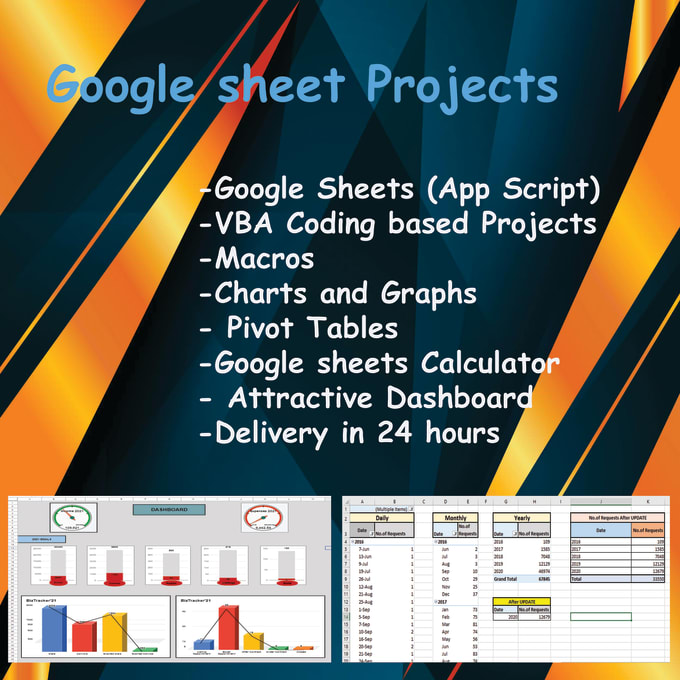 Gig Preview - Create macros, dashboard on google sheets in 24 hours