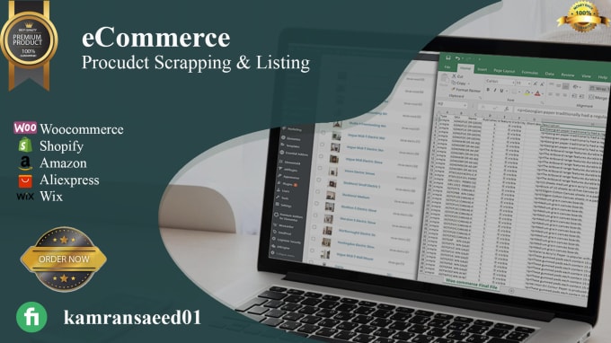 Gig Preview - Scrap product listing CSV bulk upload woocommerce, shopify, and amazon store