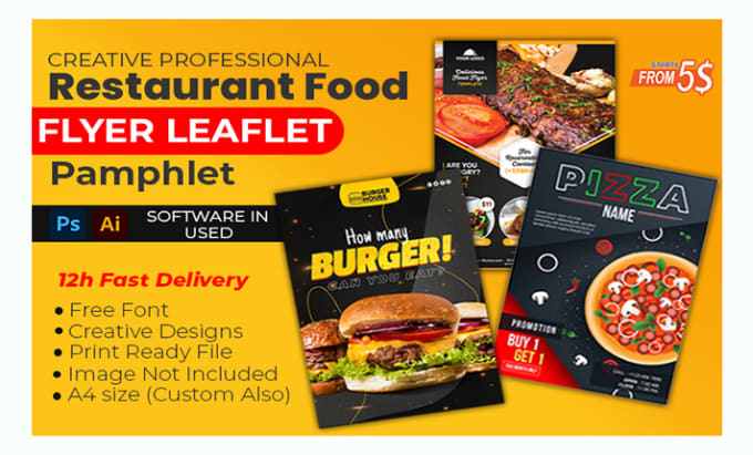 Gig Preview - Create an expert menu and flyers designs for your restaurant