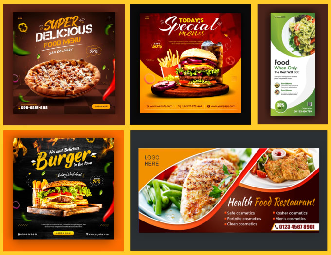 Gig Preview - Design food poster, flyer, banner, menu card for restaurant