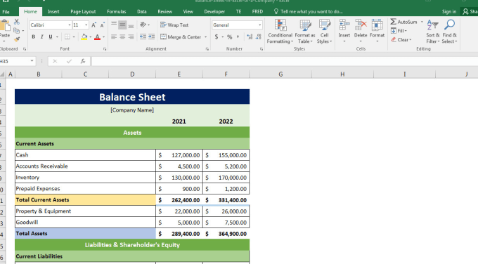 Gig Preview - Create a financial statements for your company