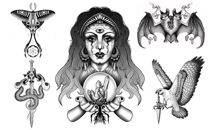 Gig Preview - Draw one of a kind custom digital tattoo design for you