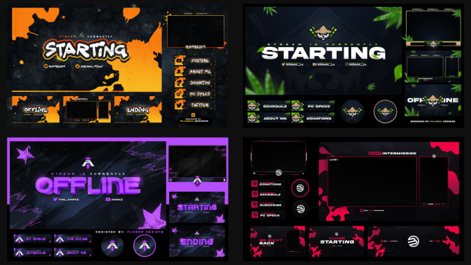 Gig Preview - Design a custom animated twitch overlay package, twitch logo design for stream