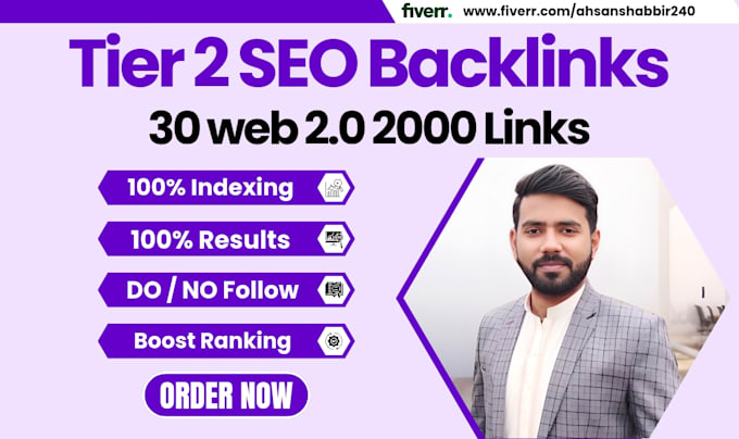 Gig Preview - Do 30 web 2 0 link building, 2000 tier 2 backlinks for SEO with login