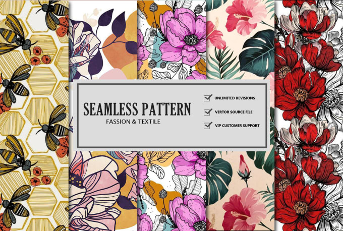 Gig Preview - Design seamless pattern, floral pattern, and geometric pattern design