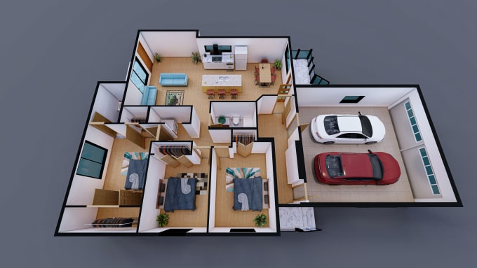 Gig Preview - Do 3d floor plan 3d modeling and rendering by an architect