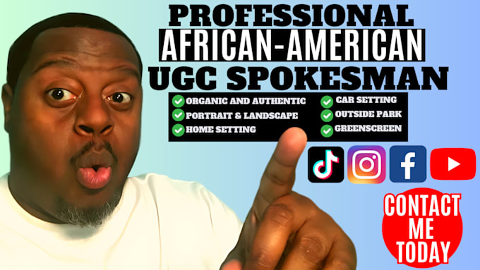 Gig Preview - Be your male ugc spokesperson for youtube and social media