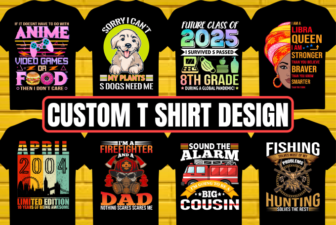 Gig Preview - Do custom t shirt design bulk t shirt design vintage retro and  t shirts design