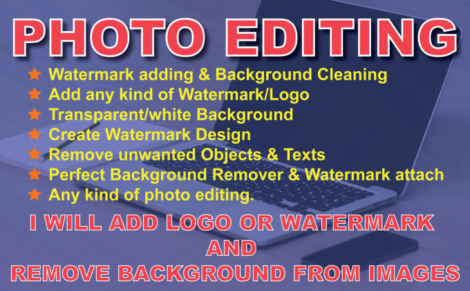 Gig Preview - Add logo or watermark and remove background from images