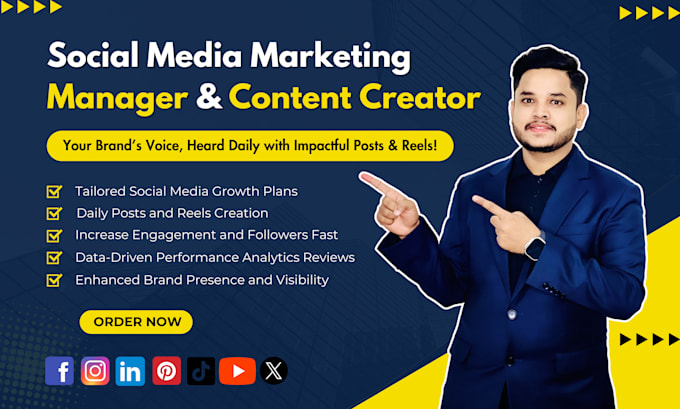 Gig Preview - Be your social media marketing manager and content creator