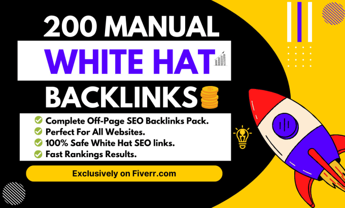 Gig Preview - 200 SEO backlinks manual link building white hat service for google top rankings