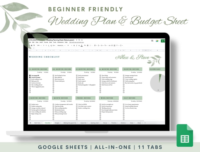 Bestseller - share a one stop wedding planning and budget tracker sheet