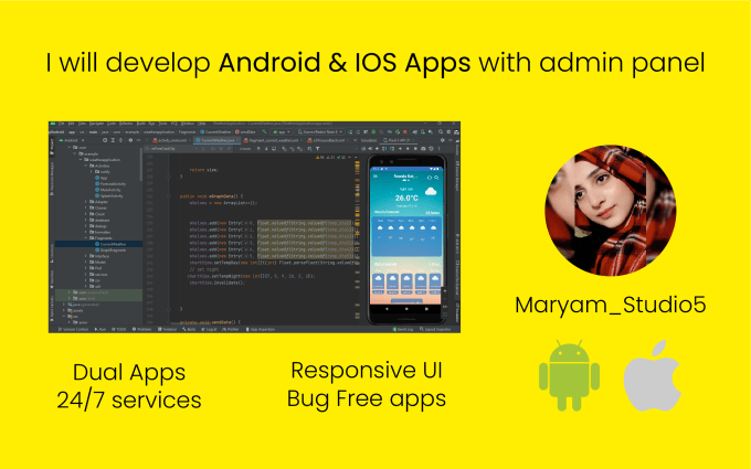 Gig Preview - Develop android IOS dual apps in flutter