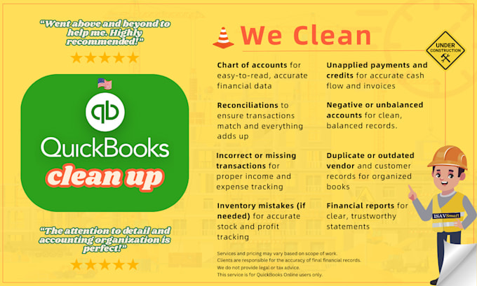 Gig Preview - Do quickbooks online clean up for small businesses