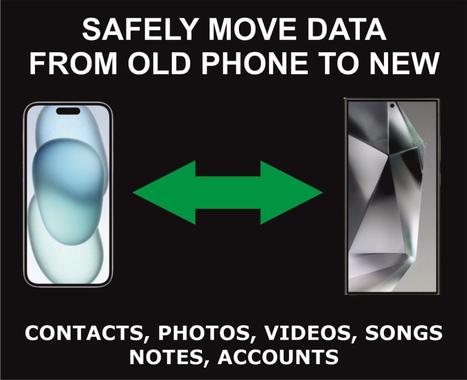 Gig Preview - Move all files safely from your old phone to your new phone, android, ios