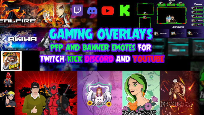 Gig Preview - Animate twitch and kick overlays, gaming  logo emotes