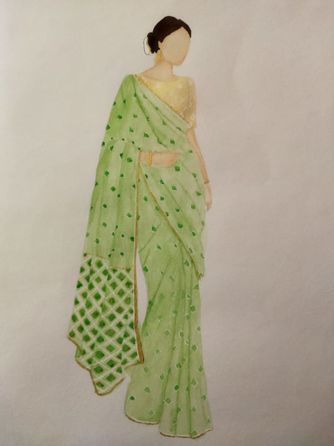 Gig Preview - Do amazing saree illustration