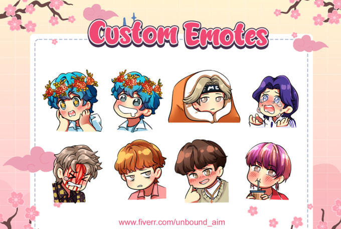 Gig Preview - Create custom chibi and cute anime vtuber emotes, twitch or kick emotes