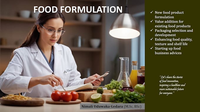 Gig Preview - Do food formula preparation, modification and value addition