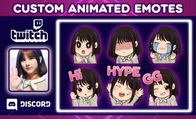 Gig Preview - Draw custom gif cute chibi emotes for twitch or discord