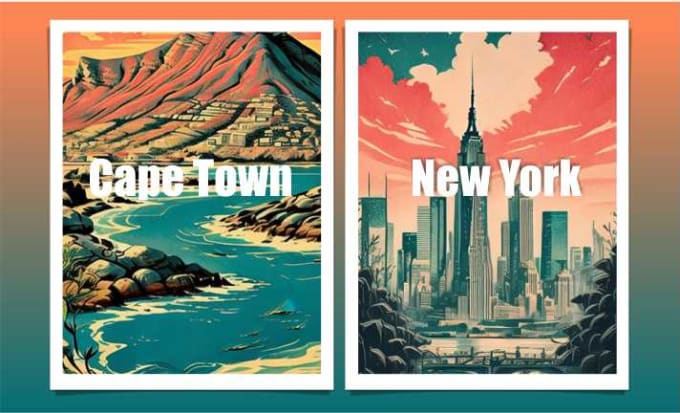 Gig Preview - Do travel poster,modern travel poster,vintage retro travel poster