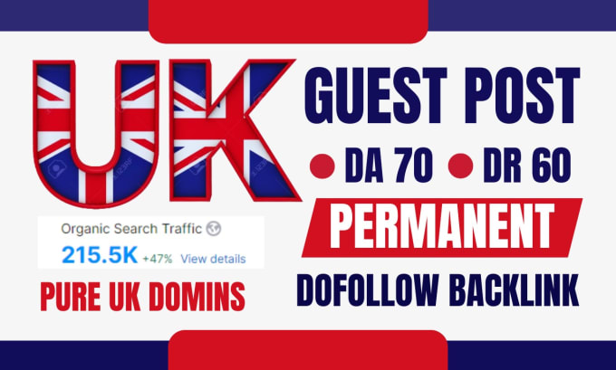 Gig Preview - Publish da70 uk guest post, usa guest post with authority backlinks