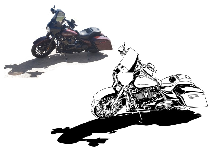 Gig Preview - Draw your motorcycle into vector line art