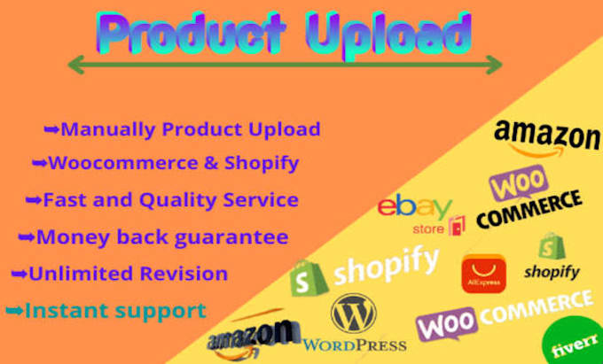 Gig Preview - Do product upload or add product in woocommerce and shopify