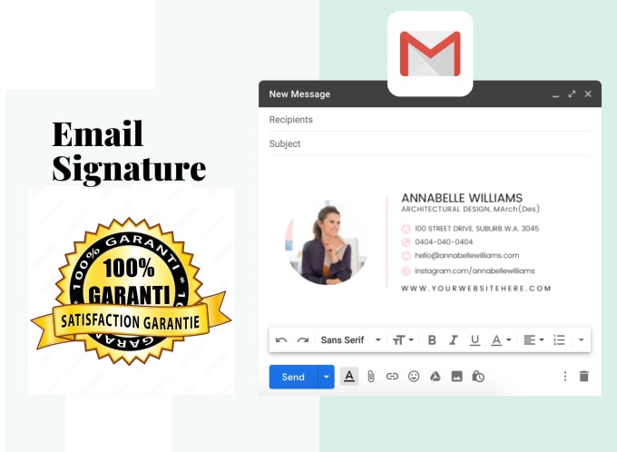 Gig Preview - Create modern email signature for apple, gmail and outlook