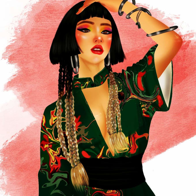 Gig Preview - Create beautiful fashion portrait and fashion illustration