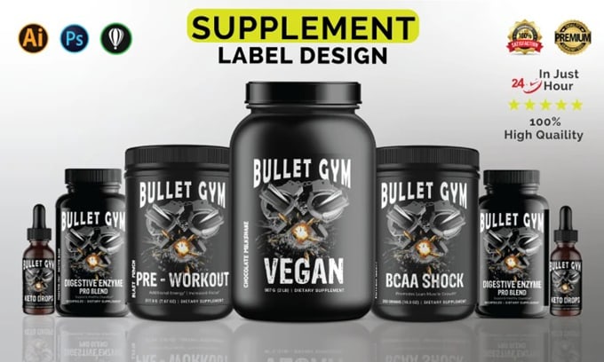 Gig Preview - Do premium supplements label design, product label design