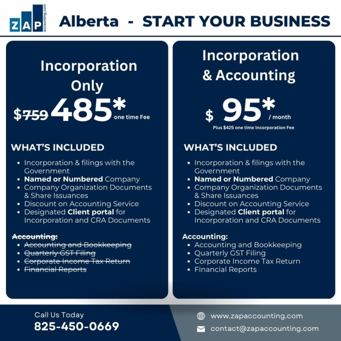 Gig Preview - Register or incorporate alberta canada business plus accounting and bookkeeping