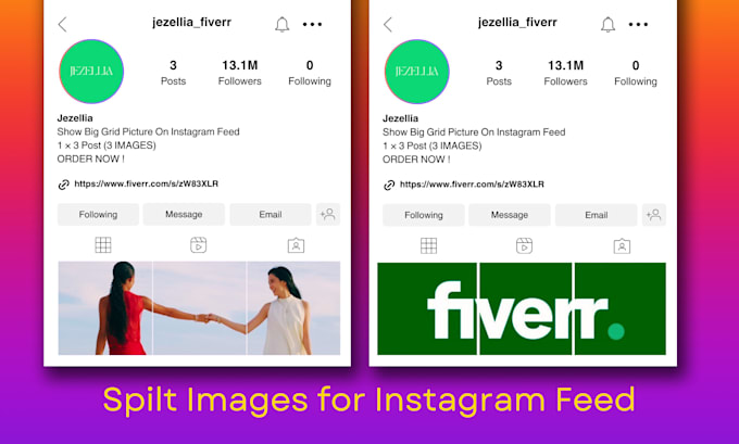 Gig Preview - Split images for 2025 new instagram grid posts